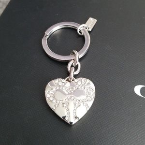 Coach heart locket key ring with pave C logo